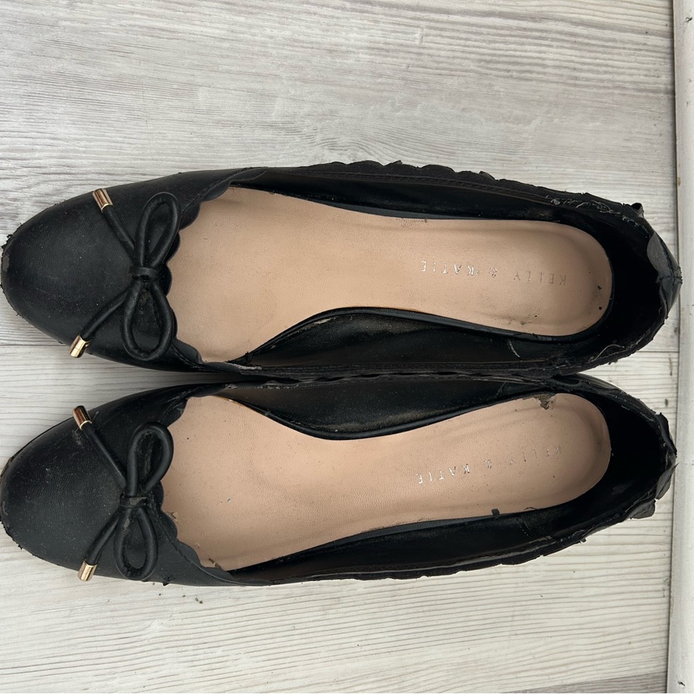 Kelly & Katie Black Quilted Ballet Flats with Bow